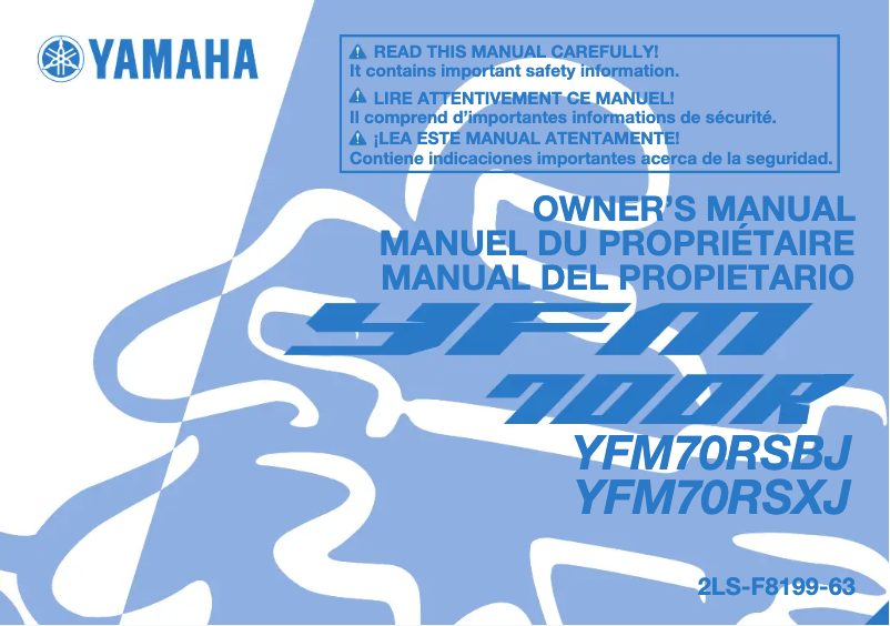 Imagen de la primera página del manual del dispositivo YFM700R (2018)