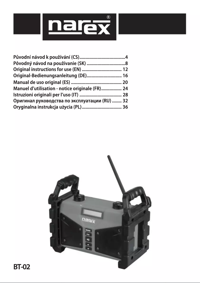 Imagen de la primera página del manual del dispositivo BT-02