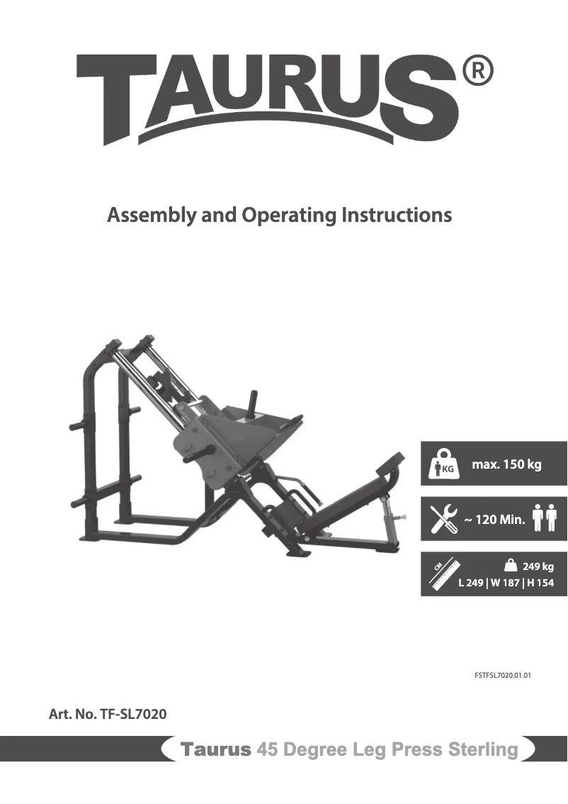 Página nº 1 - Manual de usuario Taurus 45 Degree Leg Press Sterling