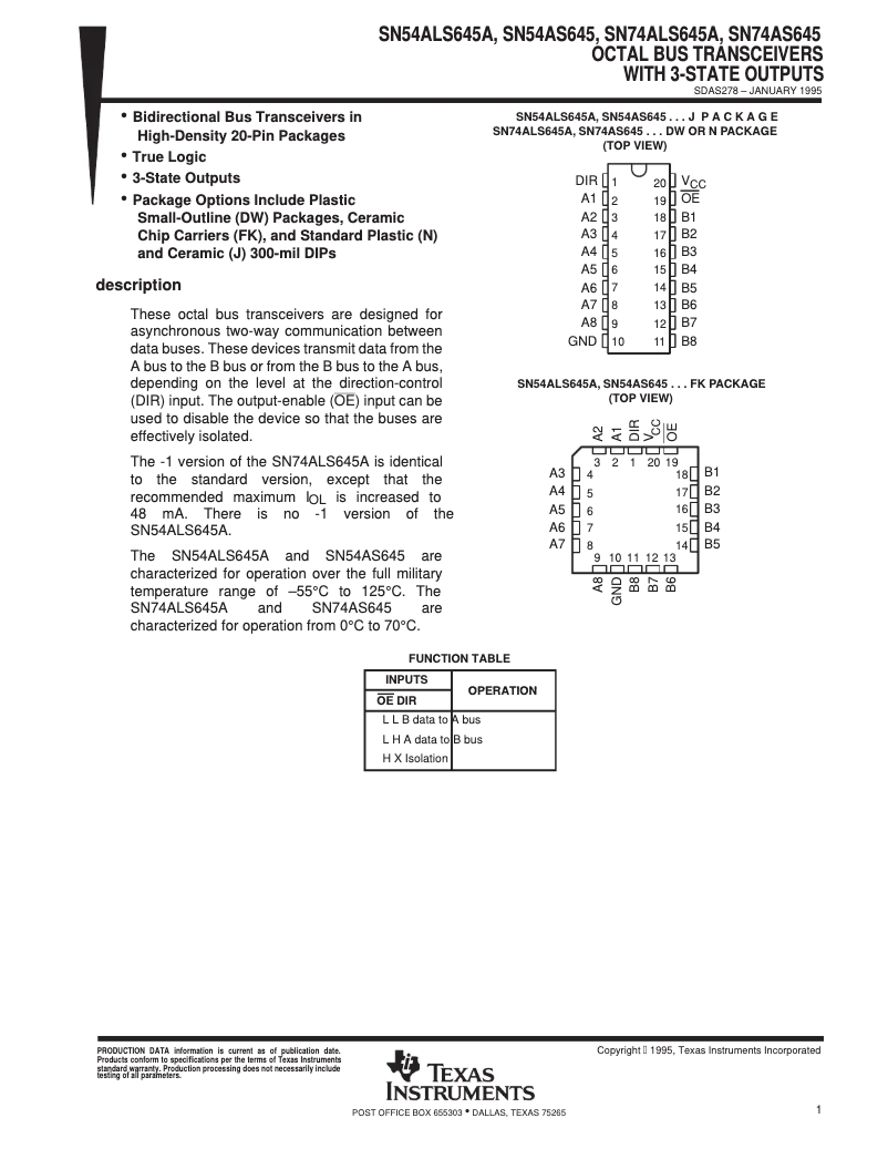 Página 1 del manual Manual de usuario Texas Instruments SN74ALS645A-1N