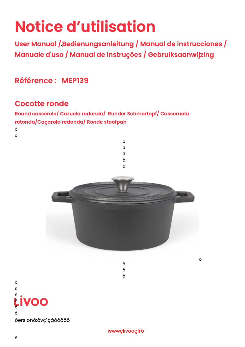 Imagen de la primera página del manual del dispositivo MEP139