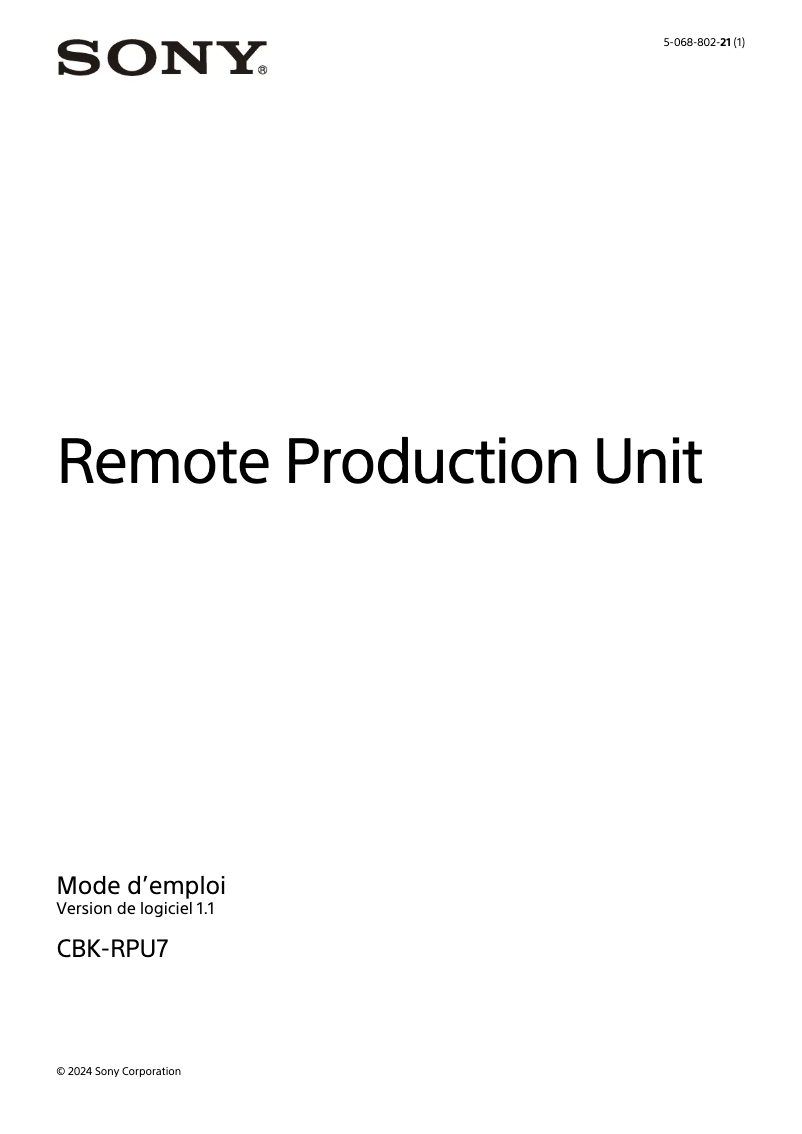 Imagen de la primera página del manual del dispositivo CBK-RPU7