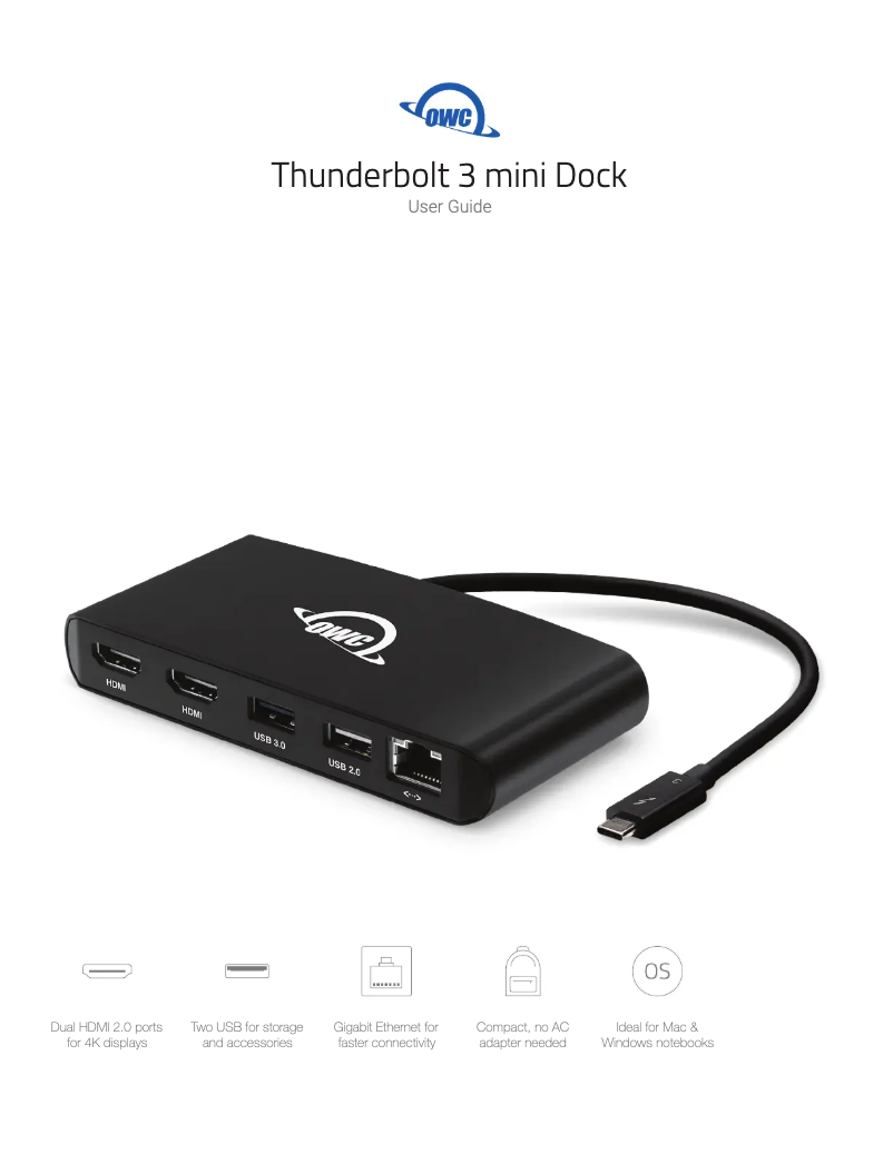 Imagen de la primera página del manual del dispositivo Thunderbolt 3 Mini Dock