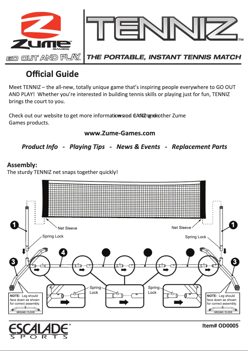 Página nº 1 - Manual de usuario Zume Tenniz