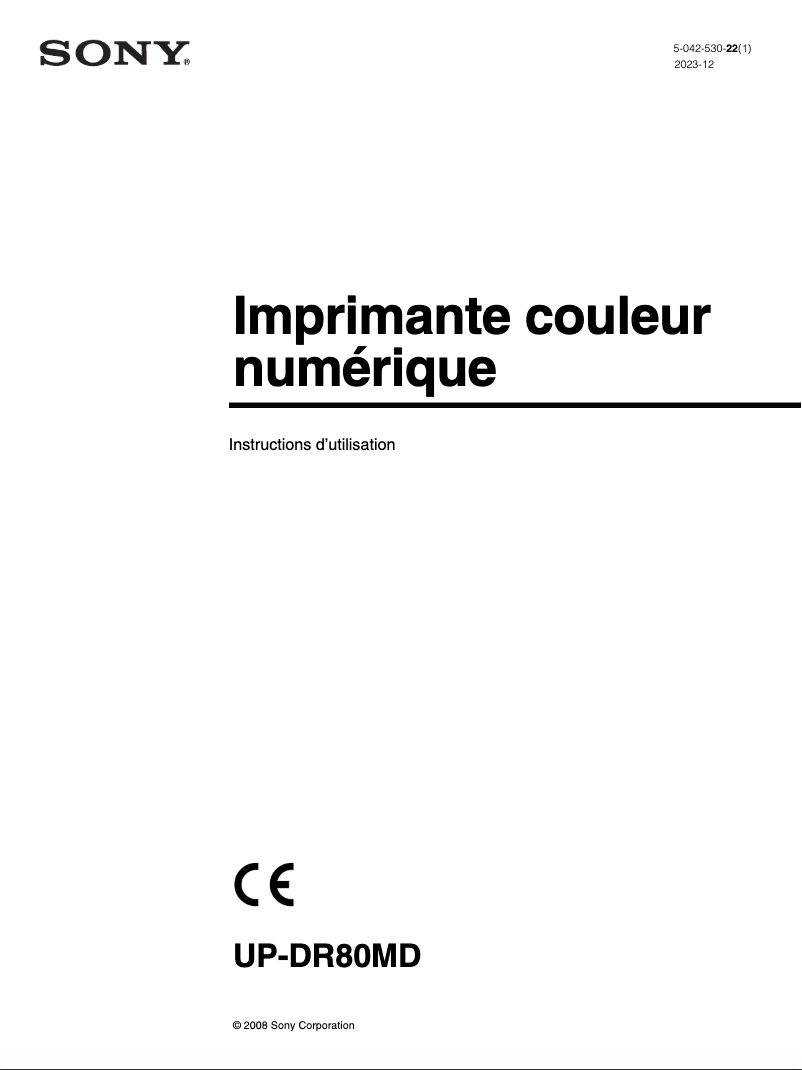 Imagen de la primera página del manual del dispositivo UP-DR80MD