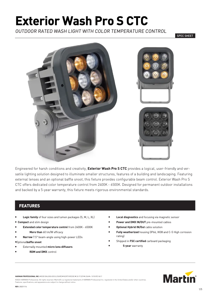 Página 1 del manual Ficha técnica Martin Exterior Wash Pro S CTC