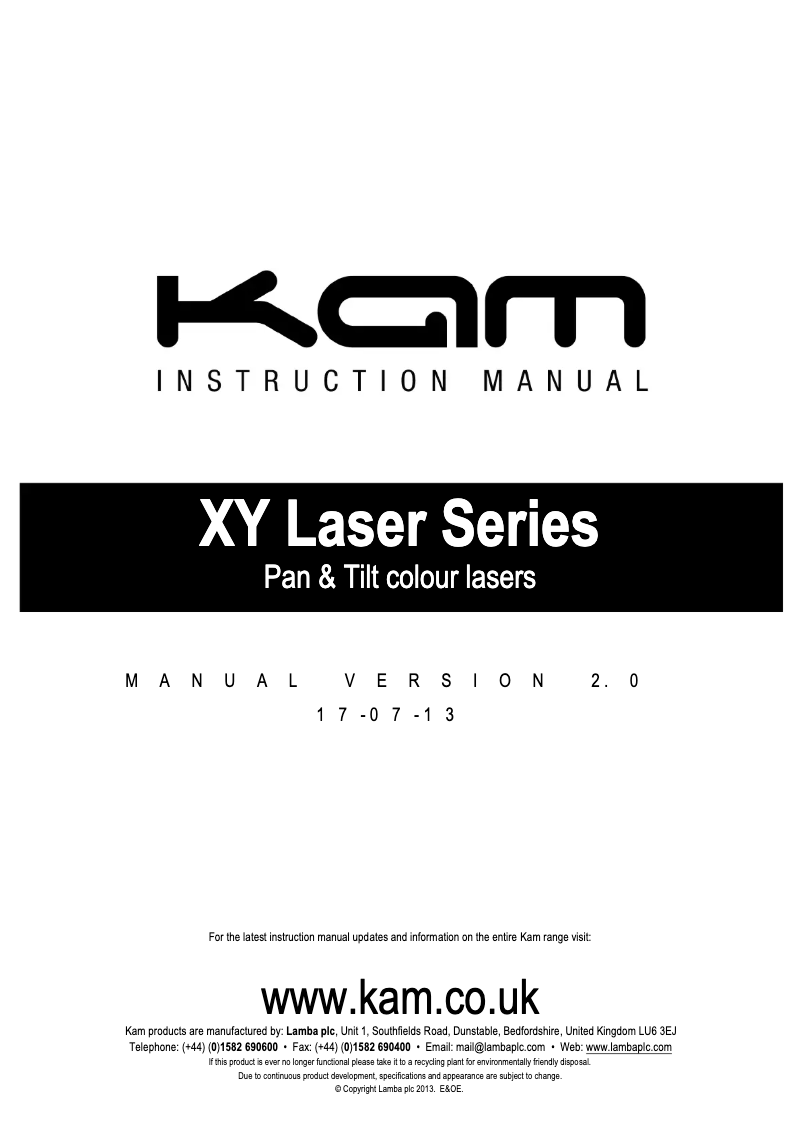 Página 1 del manual Manual de usuario Kam XY Laser RBP