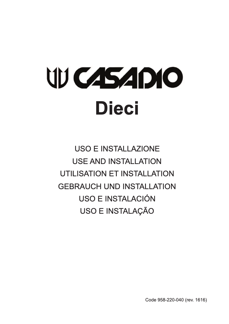 Imagen de la primera página del manual del dispositivo Dieci A1