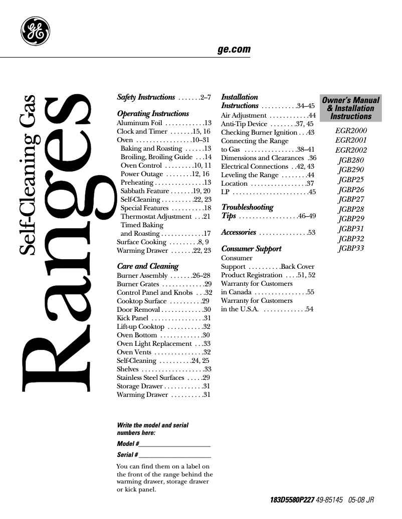 Imagen de la primera página del manual del dispositivo EGR2002EMBS