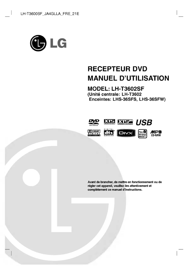 Imagen de la primera página del manual del dispositivo LH-T3602SF