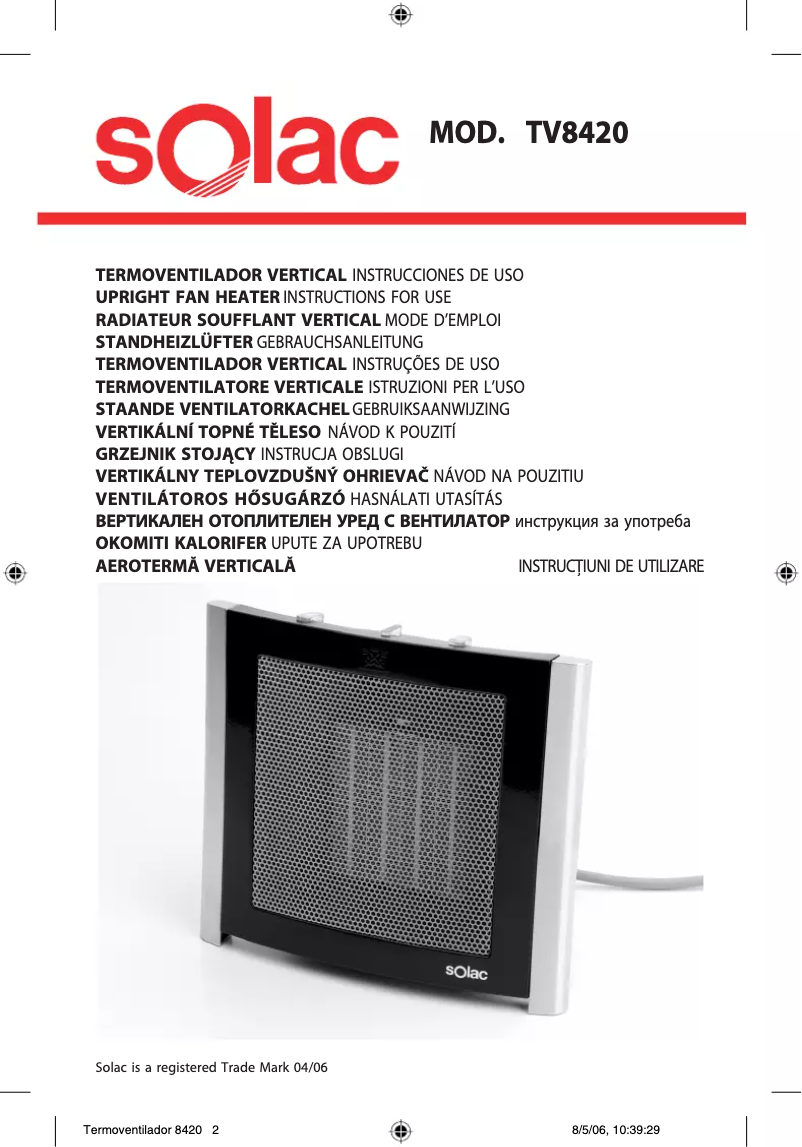 Imagen de la primera página del manual del dispositivo TV8420