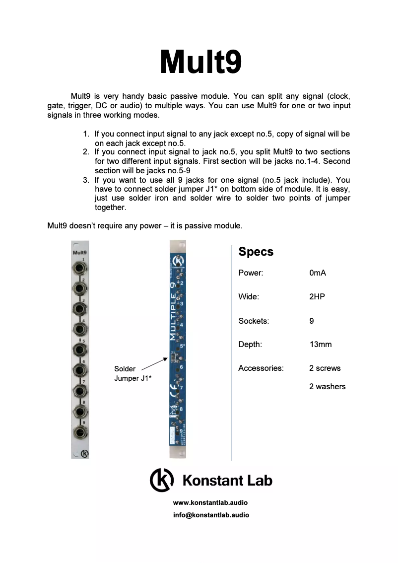 Imagen de la primera página del manual del dispositivo Mult9
