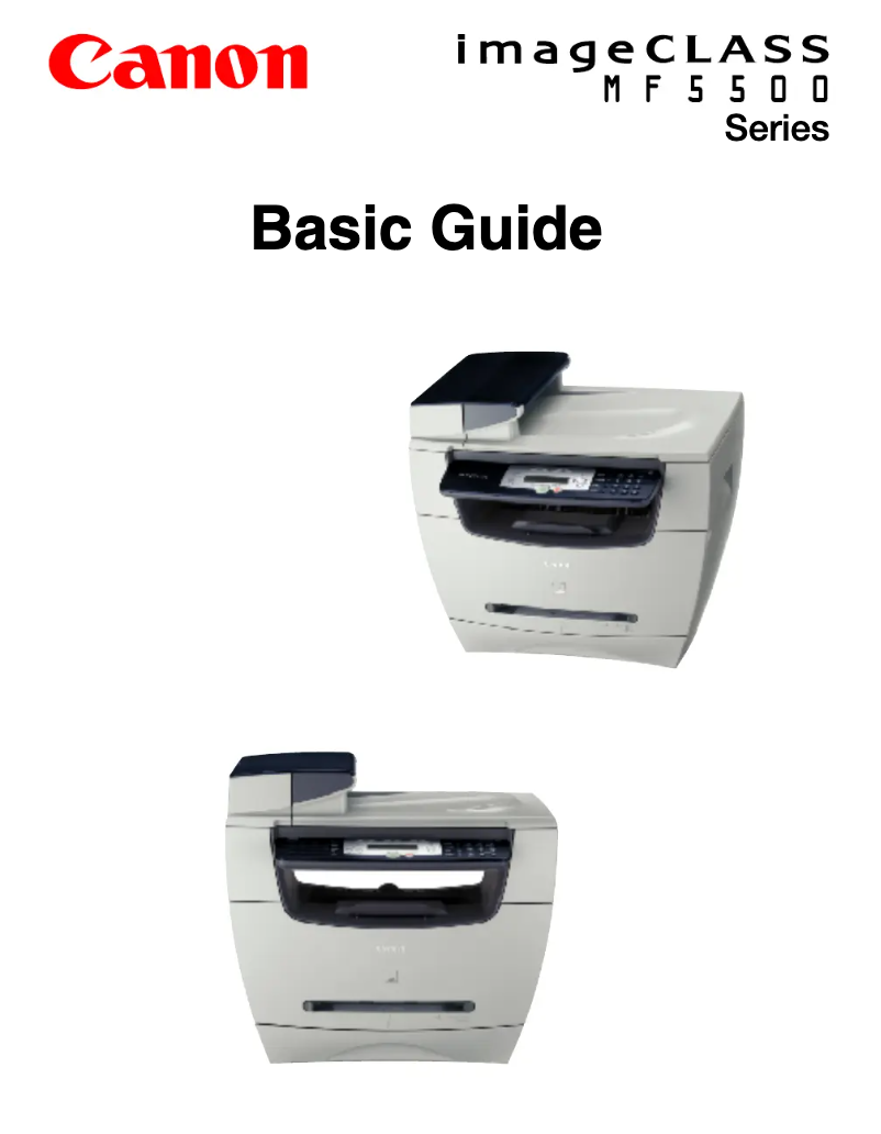 Imagen de la primera página del manual del dispositivo imageCLASS MF5550