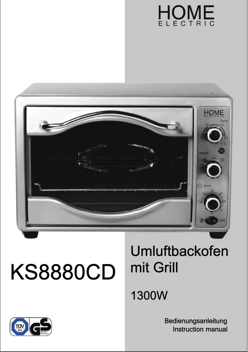 Página 1 del manual Manual de usuario Home Electric KS8880CD