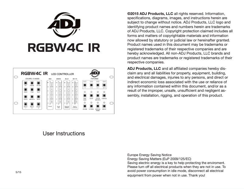 Imagen de la primera página del manual del dispositivo RGBW4C IR