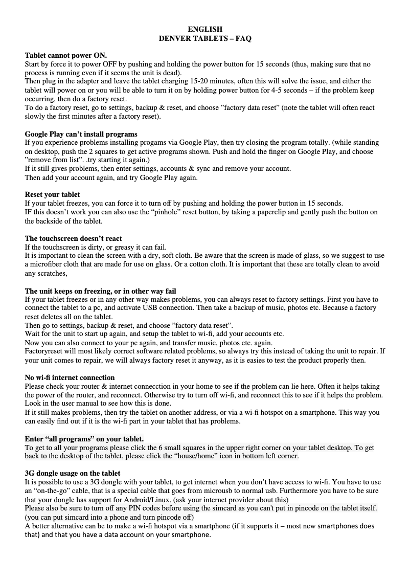 Página nº 1 - Manual de usuario Denver TAD-90032