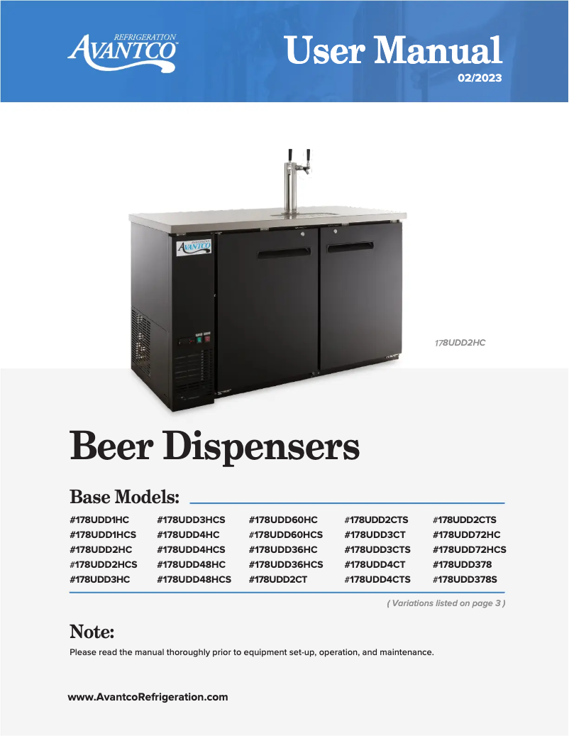 Página 1 del manual Manual de usuario Avantco UDD3786