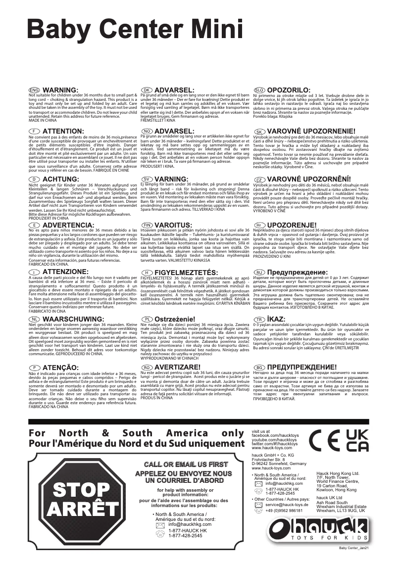 Página 1 del manual Manual de usuario Hauck Baby Center Mini