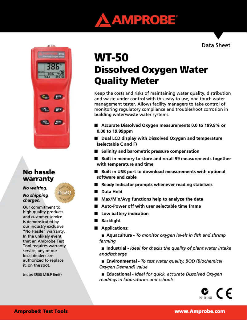 Página 1 del manual Ficha técnica Amprobe WT-50