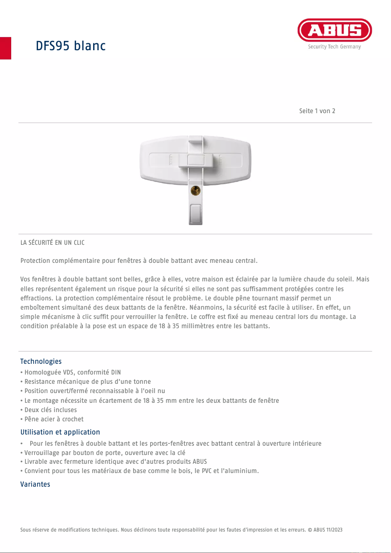 Imagen de la primera página del manual del dispositivo DFS95