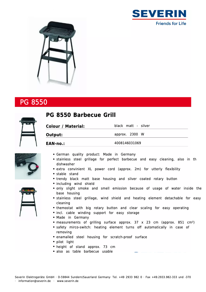 Página nº 1 - Ficha técnica Severin PG 8550