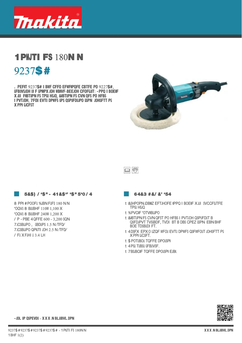 Página 1 del manual Ficha técnica Makita 9237CB