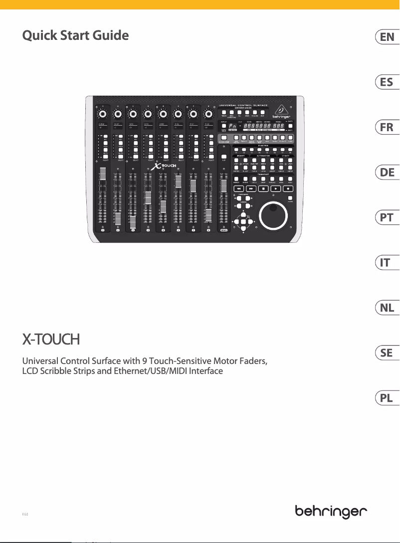 Página 1 del manual Guía de inicio rápido Behringer X-Touch