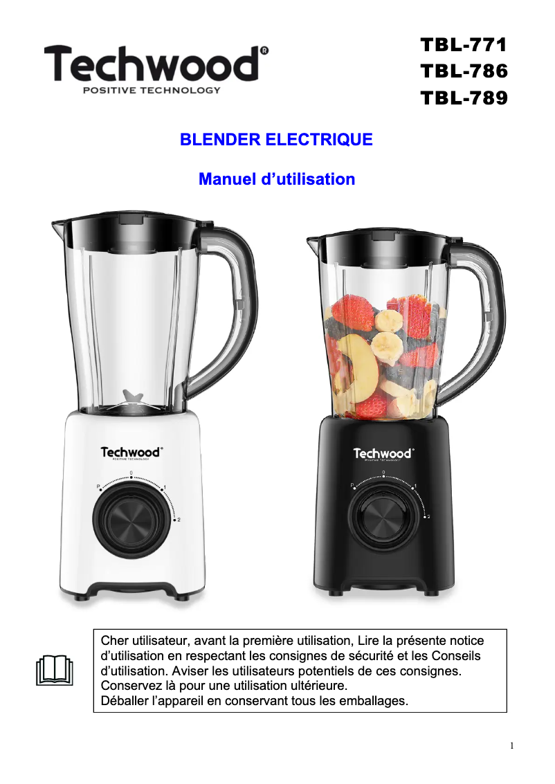 Imagen de la primera página del manual del dispositivo TBL-786