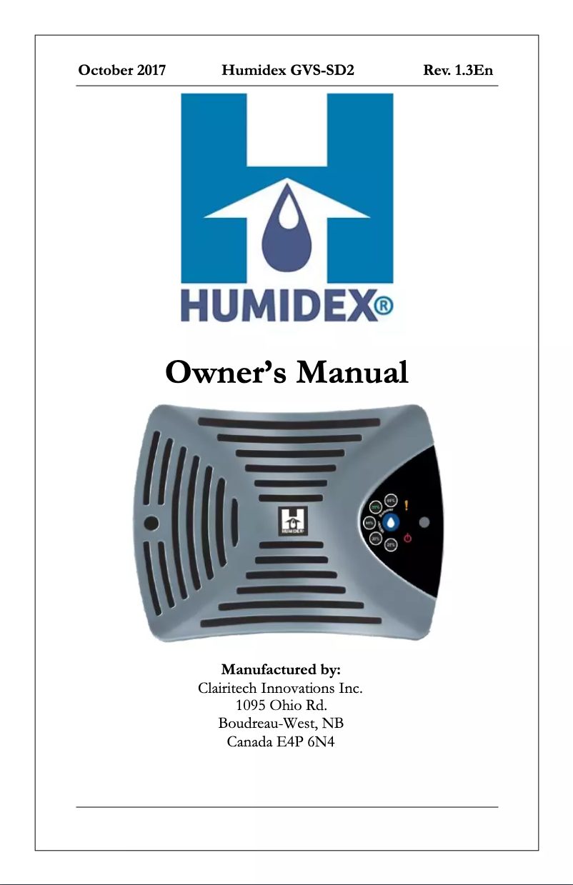 Imagen de la primera página del manual del dispositivo GVS-SD2