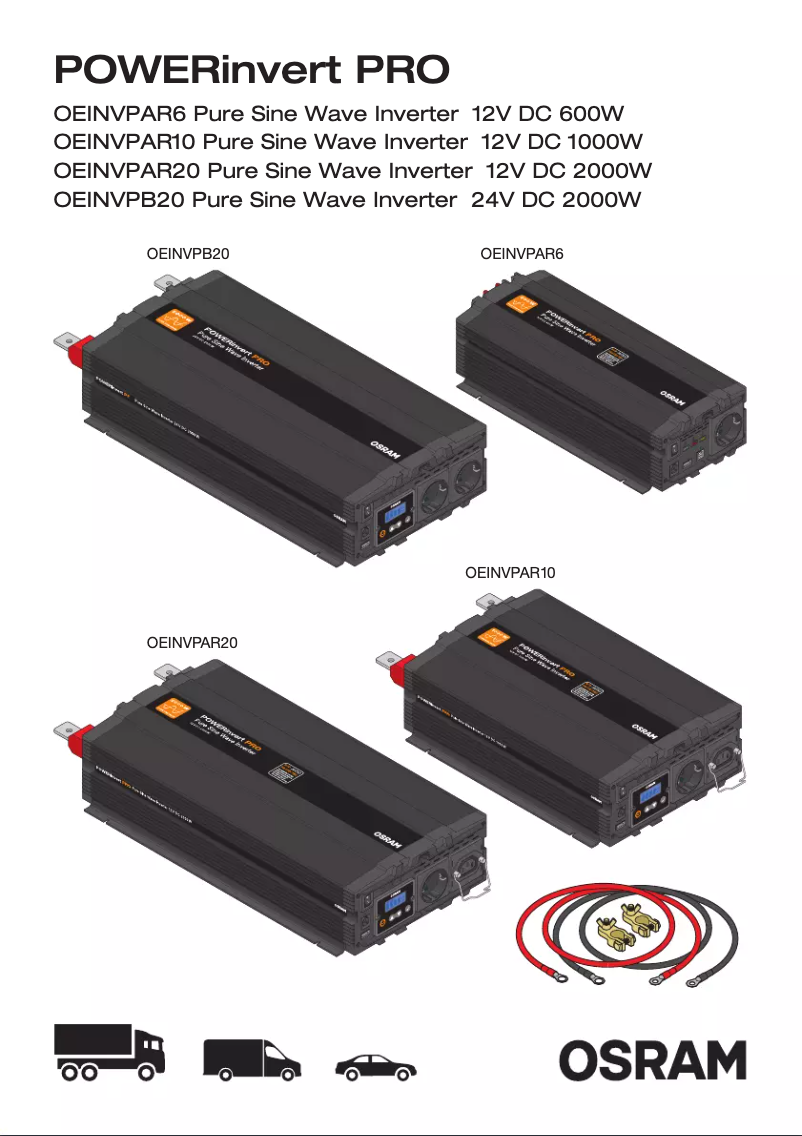 Imagen de la primera página del manual del dispositivo Pure Sine Wave 12V DC 2000W RCD