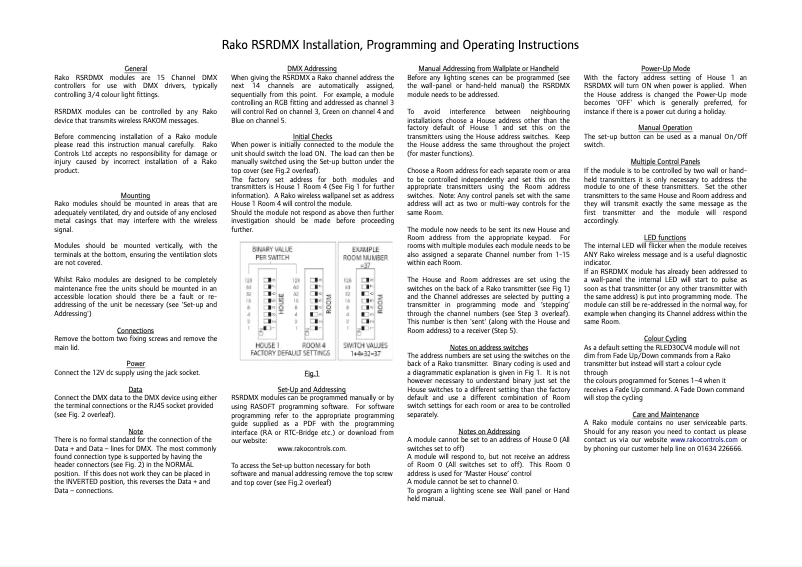 Imagen de la primera página del manual del dispositivo RSRDMX