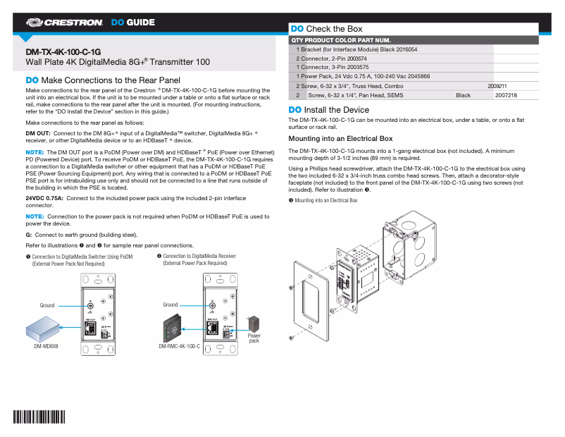 Imagen de la primera página del manual del dispositivo DM-TX-4K-100-C-1G-B-T
