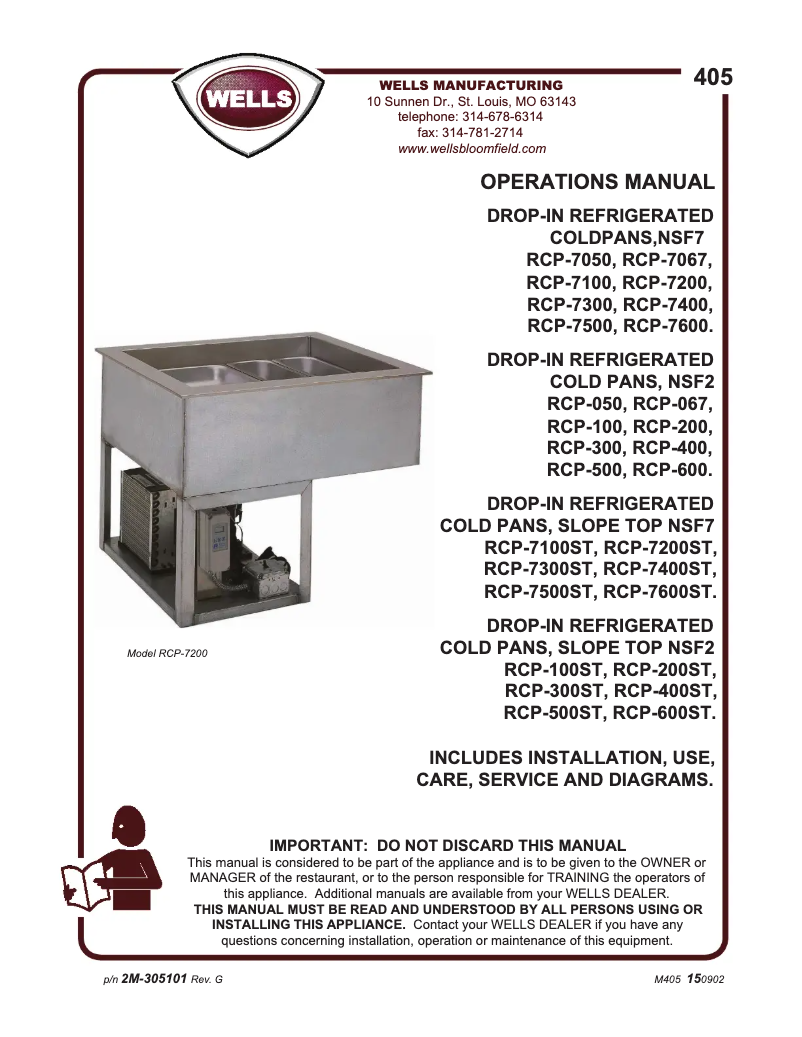 Imagen de la primera página del manual del dispositivo RCP7100ST