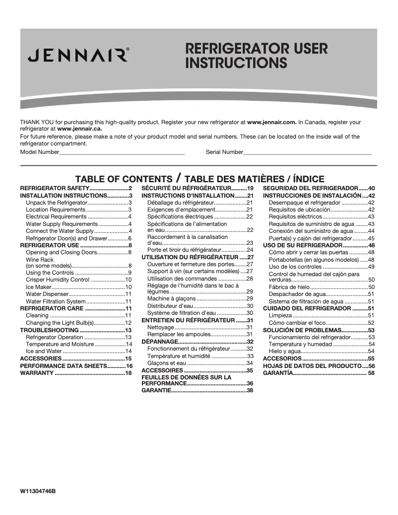 Página 1 del manual Manual de usuario JennAir JFC2290REM