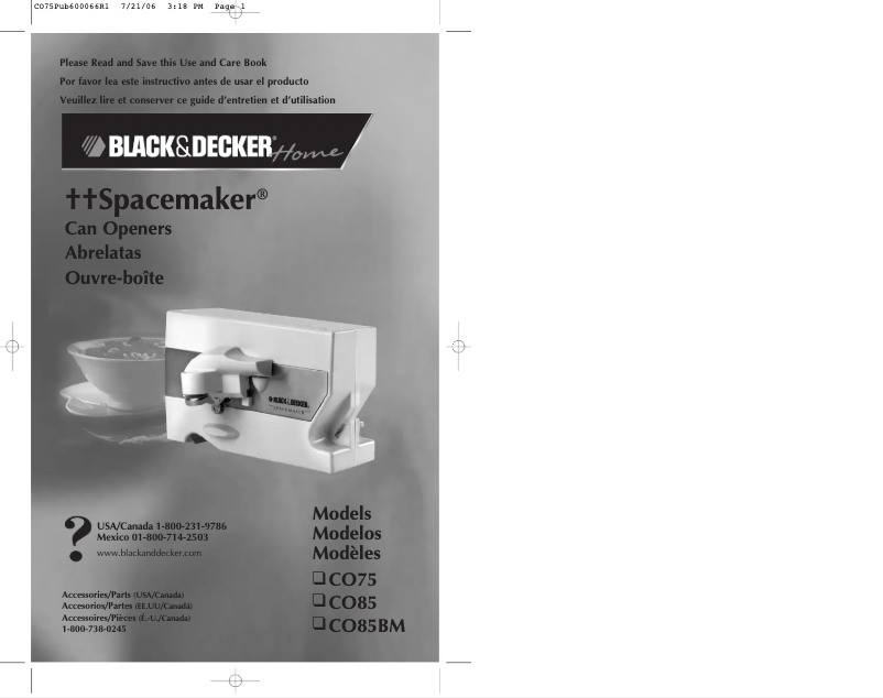 Imagen de la primera página del manual del dispositivo Spacemaker CO75