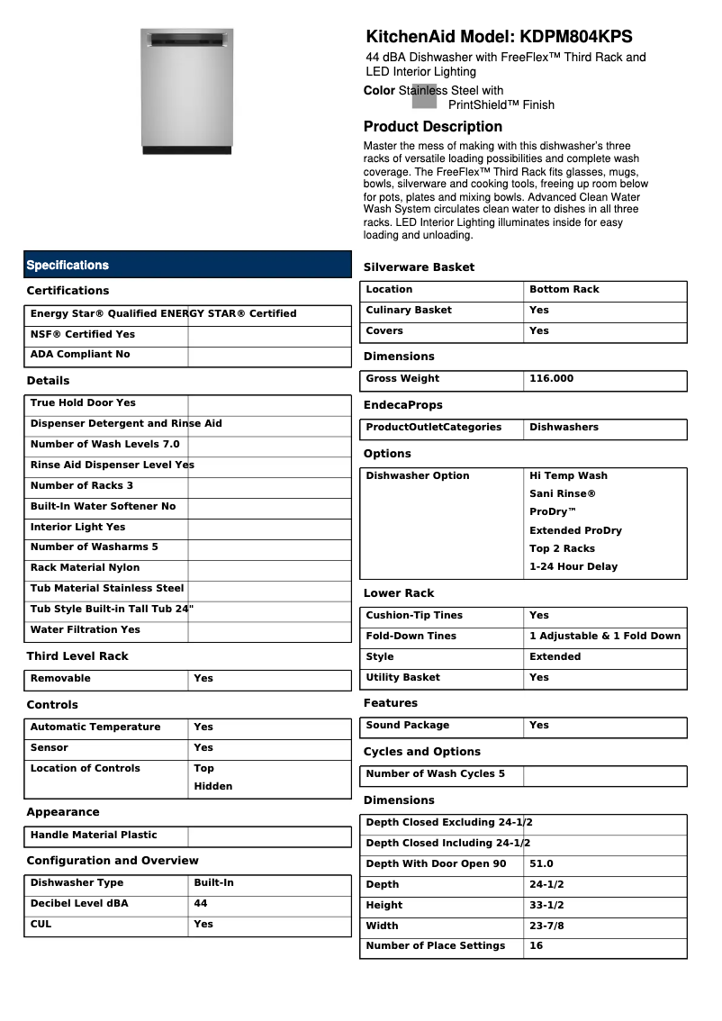 Imagen de la primera página del manual del dispositivo KDPM804KPS
