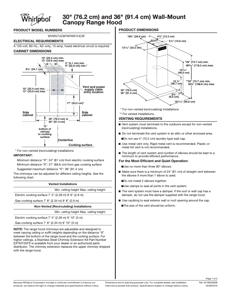 Imagen de la primera página del manual del dispositivo WVW57UC0FS