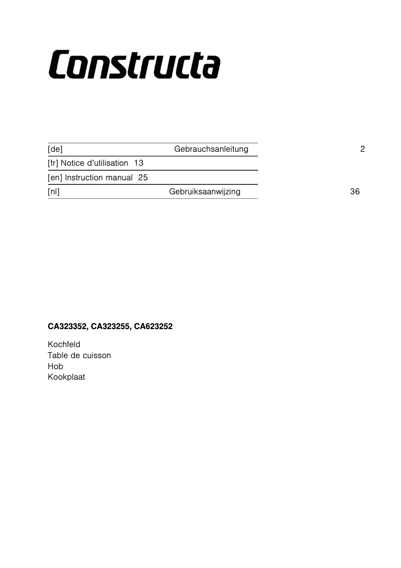 Página 1 del manual Manual de usuario Constructa CX5BS606