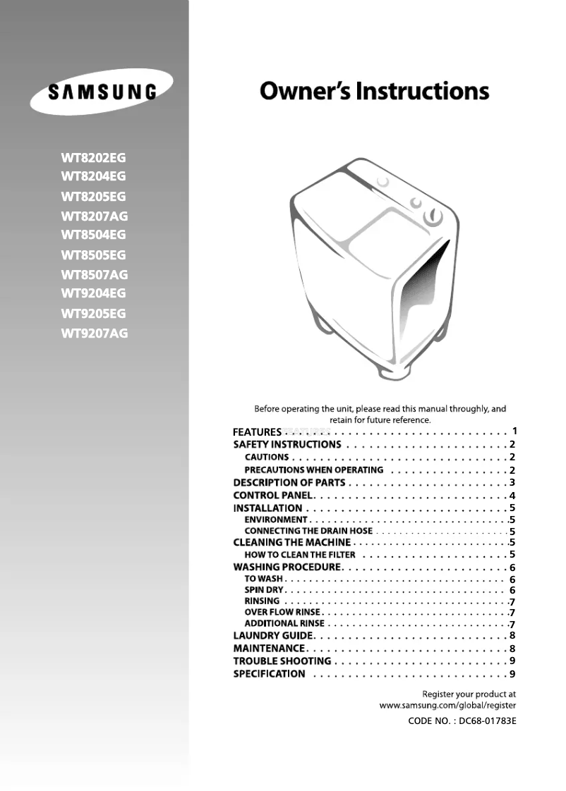Imagen de la primera página del manual del dispositivo WT9205EG