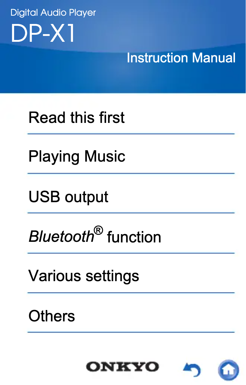 Imagen de la primera página del manual del dispositivo DP-X1