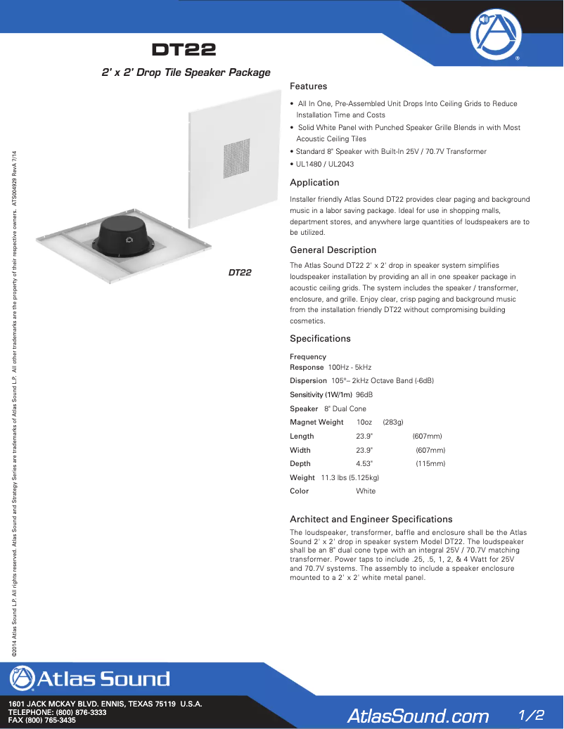 Imagen de la primera página del manual del dispositivo DT22