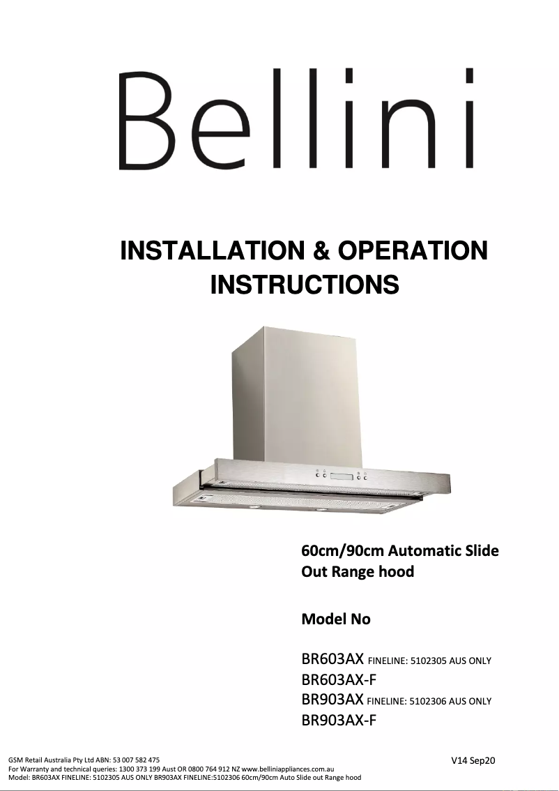 Página 1 del manual Manual de usuario Bellini BR903AX