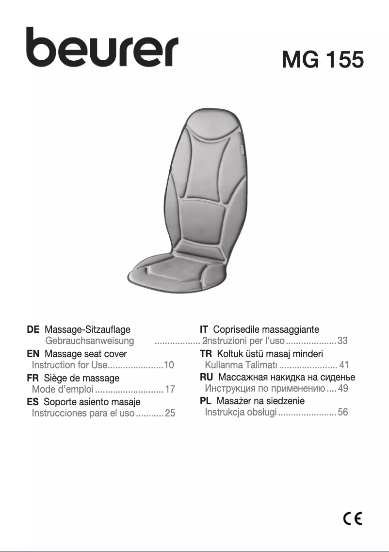 Página 1 del manual Manual de usuario Beurer MG 155