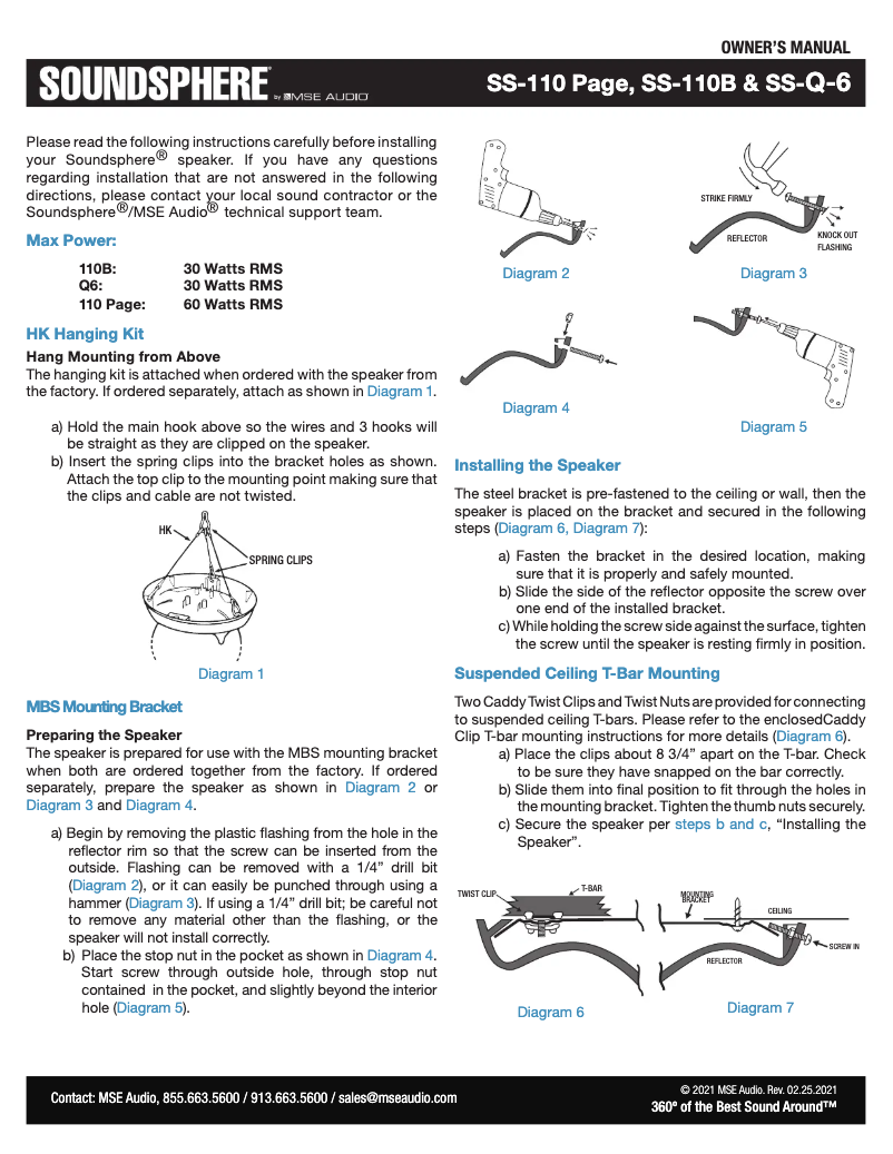 Página nº 1 - Manual de usuario Soundsphere SS-Q-6