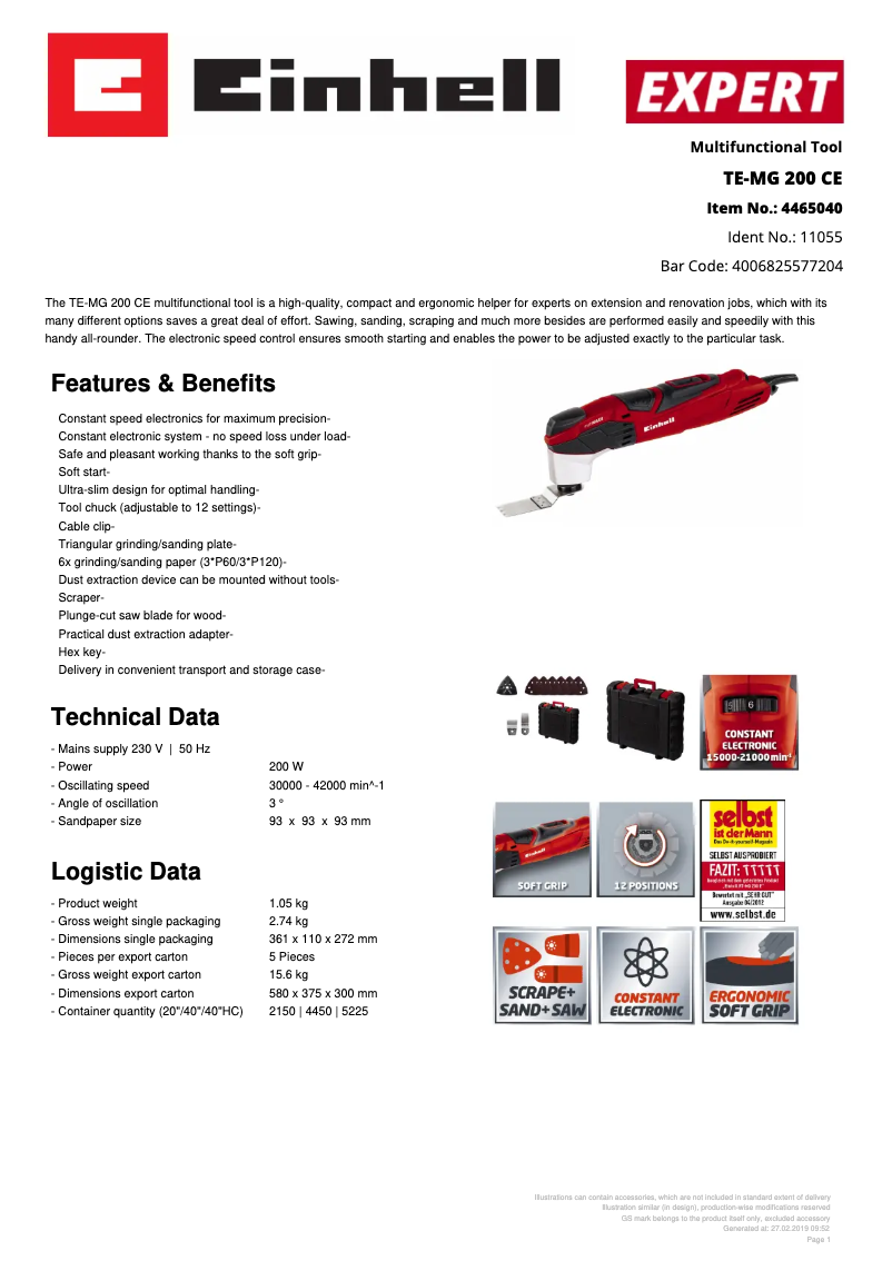 Imagen de la primera página del manual del dispositivo TE-MG 200 CE