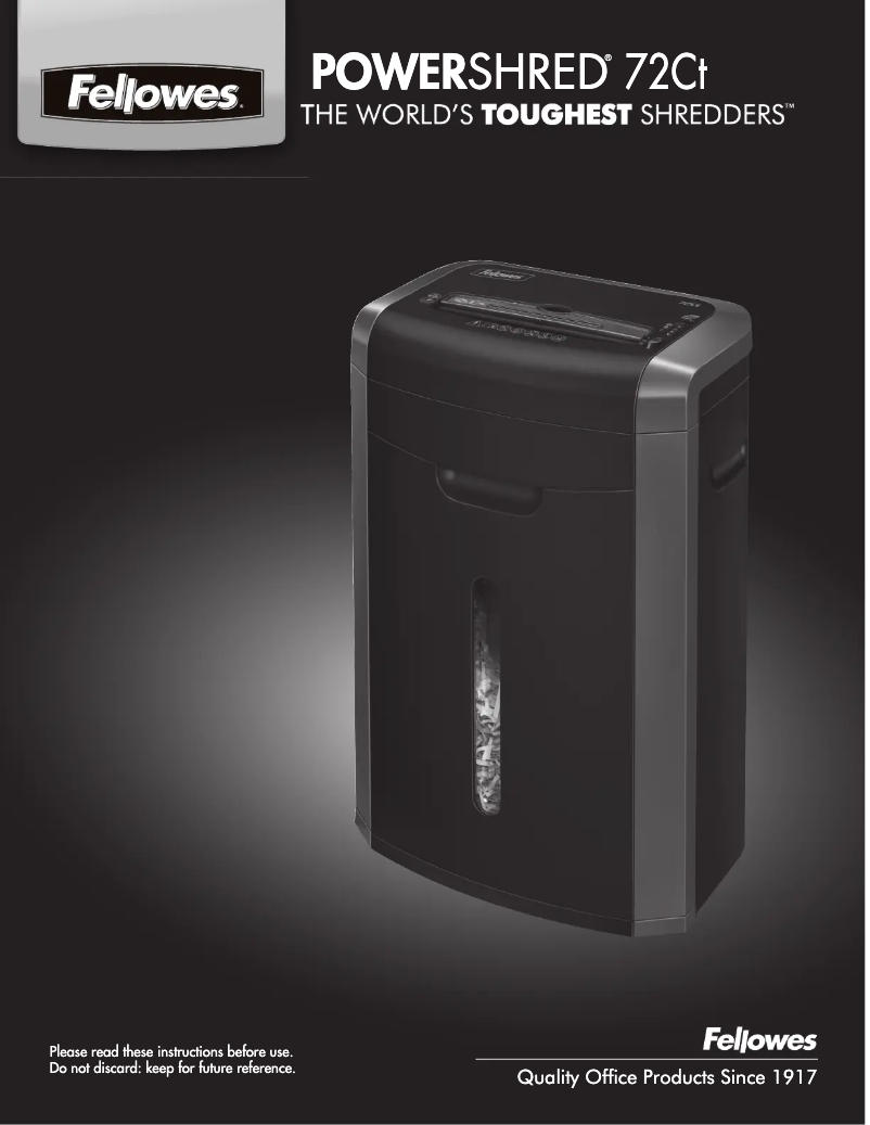 Página 1 del manual Manual de usuario Fellowes Powershred 72Ct