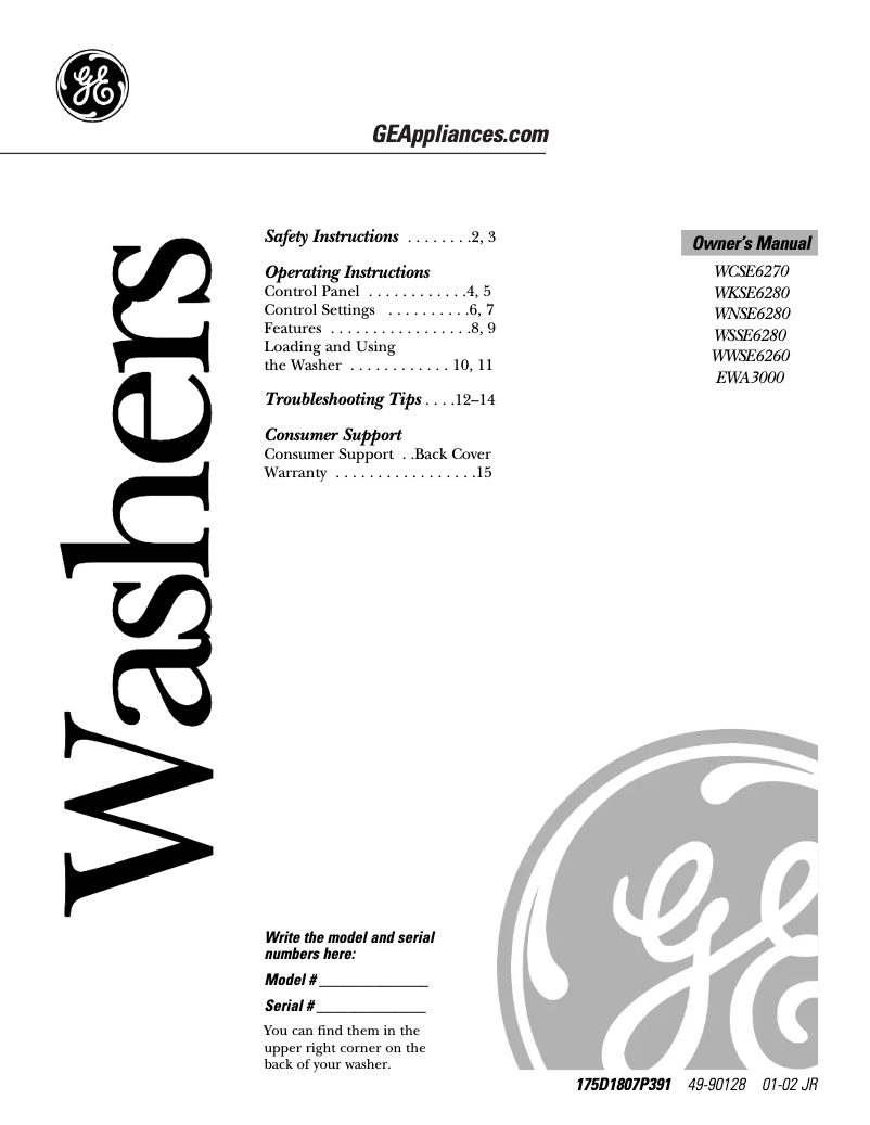 Imagen de la primera página del manual del dispositivo WCSE6270BCC