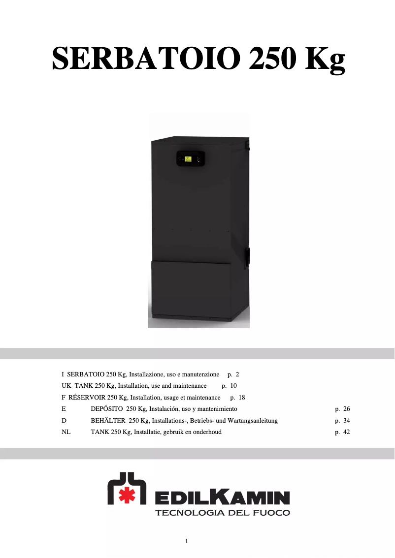 Página 1 del manual Manual de usuario Edilkamin SERBATOIO 250 Kg