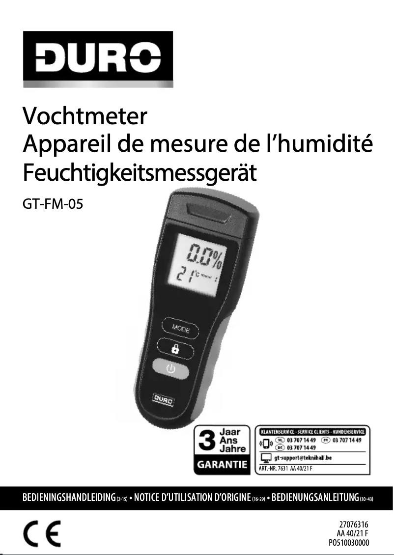 Página 1 del manual Manual de usuario DURO GT-FM-05