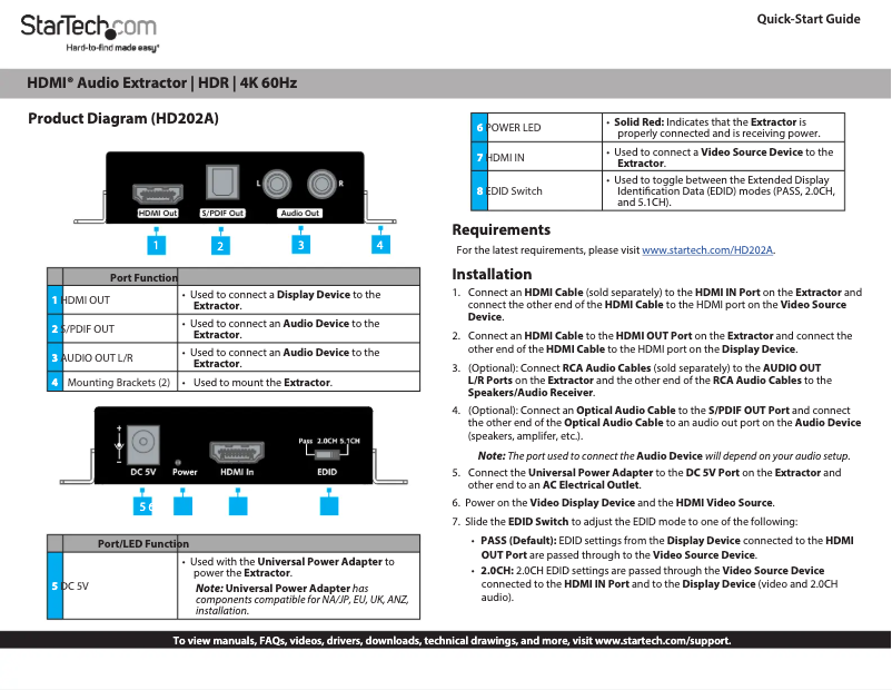 Página 1 del manual Manual de instrucciones StarTech.com HD202A